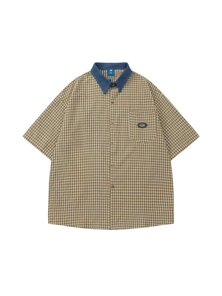 Sycpman-Chemise Rétro à Manches Courtes pour Homme et Femme, Style Américain, Décontractée, à Carrea