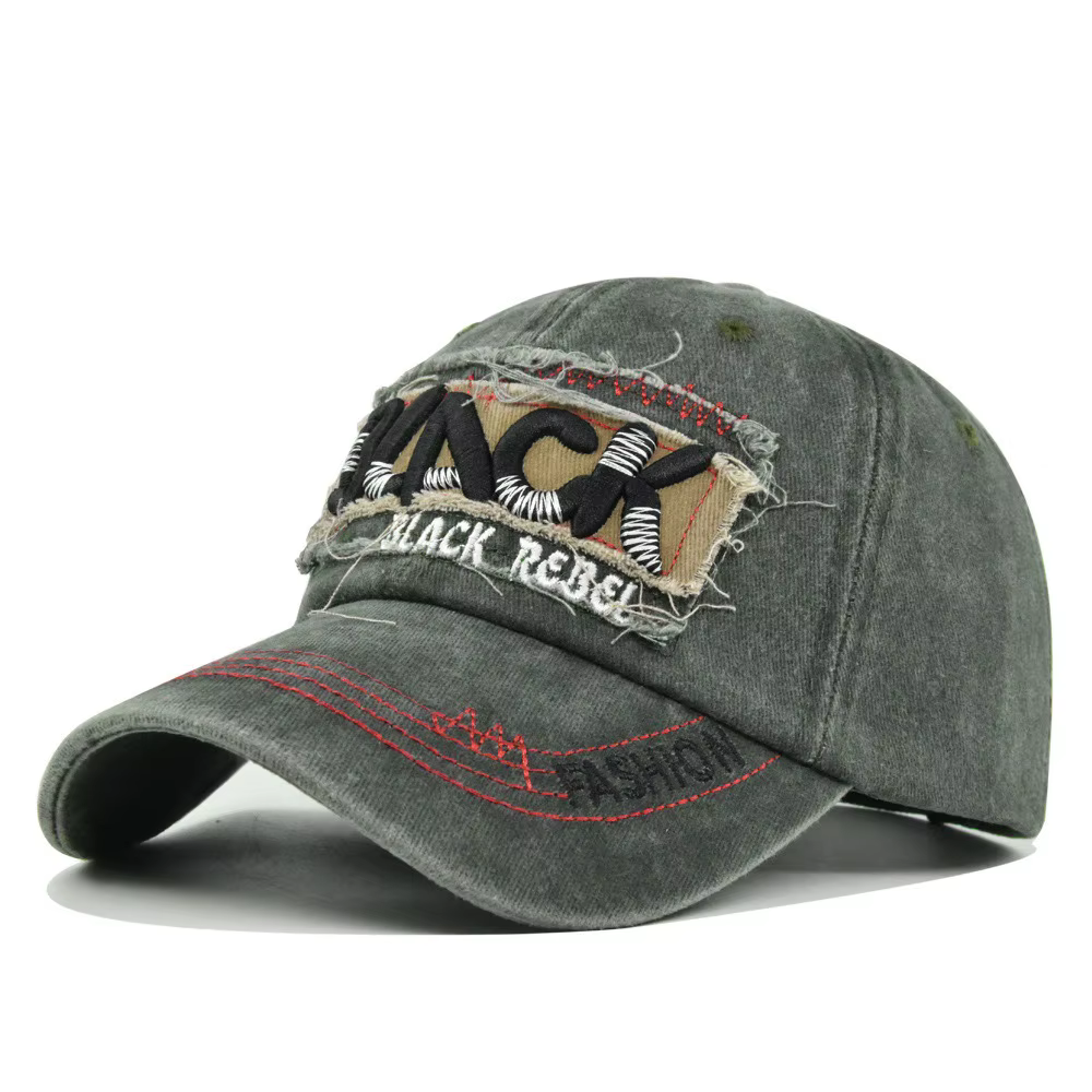 Casquette de baseball minable brodée noire 3D, chapeau à rabat en coton respirant unisexe pour homme