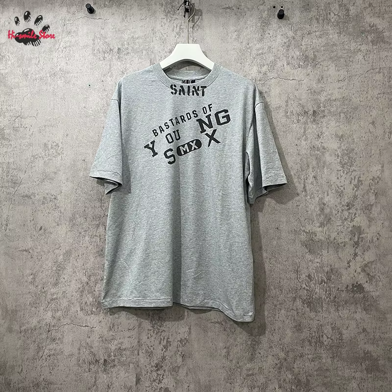 T-shirt Rétro Streetwear Saint Homme Femme Noir Délavé Effet Vieilli Imprimé Graphique Manches Court