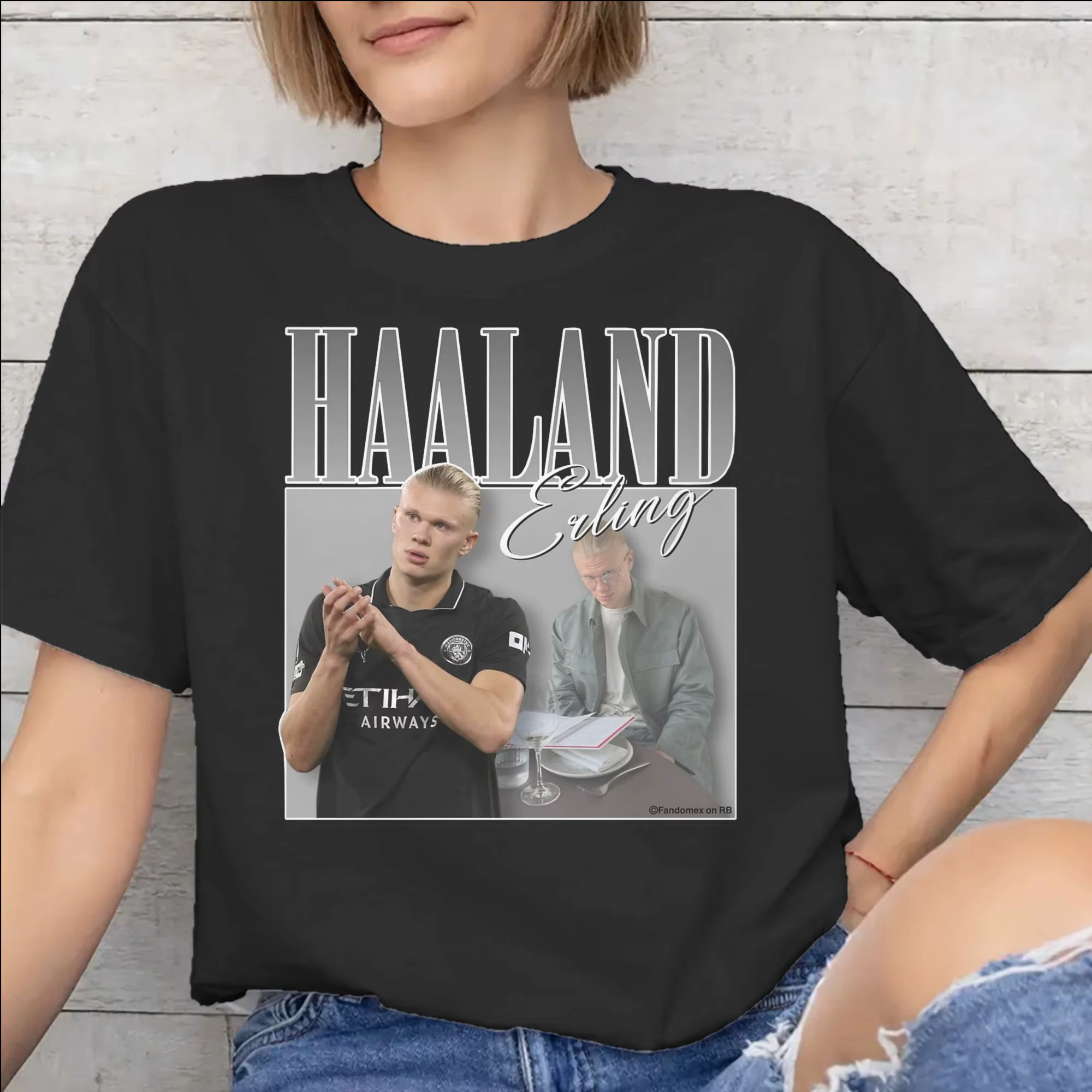 T-shirt Haalands pour hommes et femmes, en coton, avec impression graphique, vêtements de football