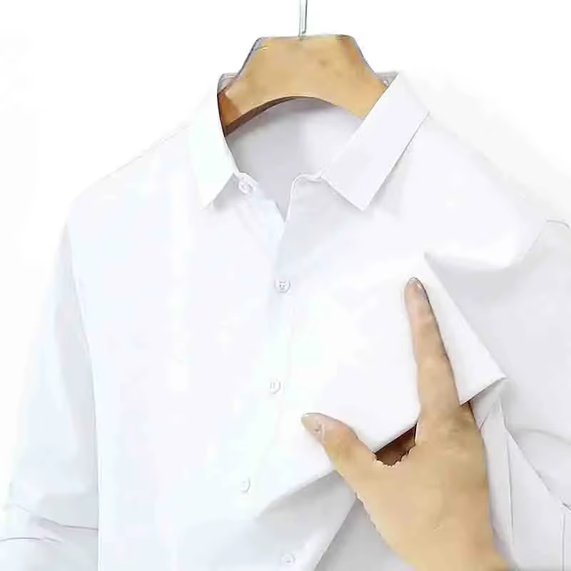 Chemise de mariage blanche à manches longues pour homme, coupe ajustée, formelle, boutonnée, pour le