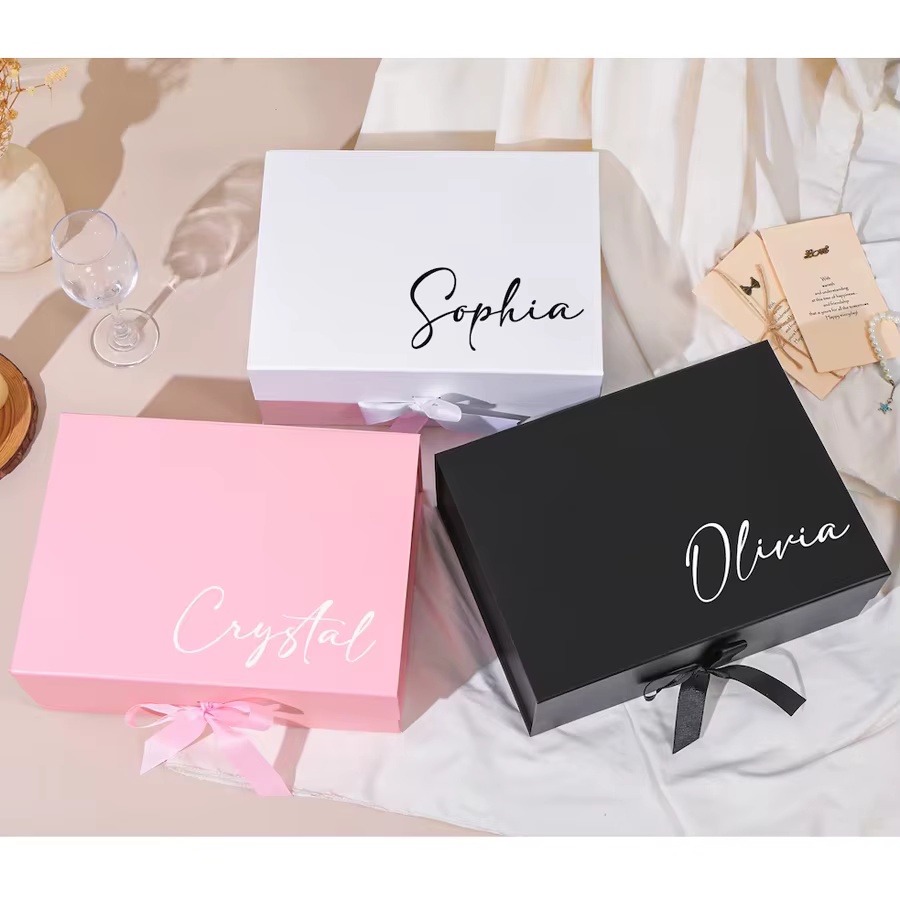 Boîte cadeau personnalisée avec ruban, boîte cadeau personnalisée pour mariage, boîte à souvenirs po