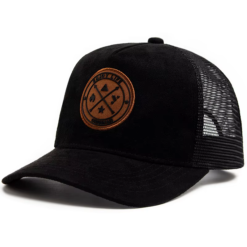 Casquette de baseball en cuir circulaire pour homme et femme, style hip-hop, avec visière en maille,