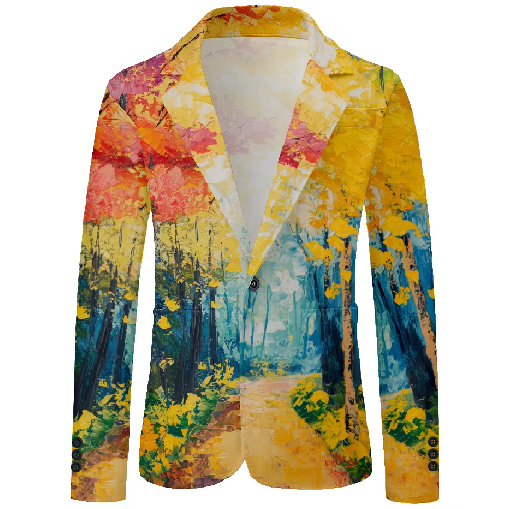 Blazer de vacances en forêt d'automne avec palmier Tropical, costume de fête sur la plage pour homme