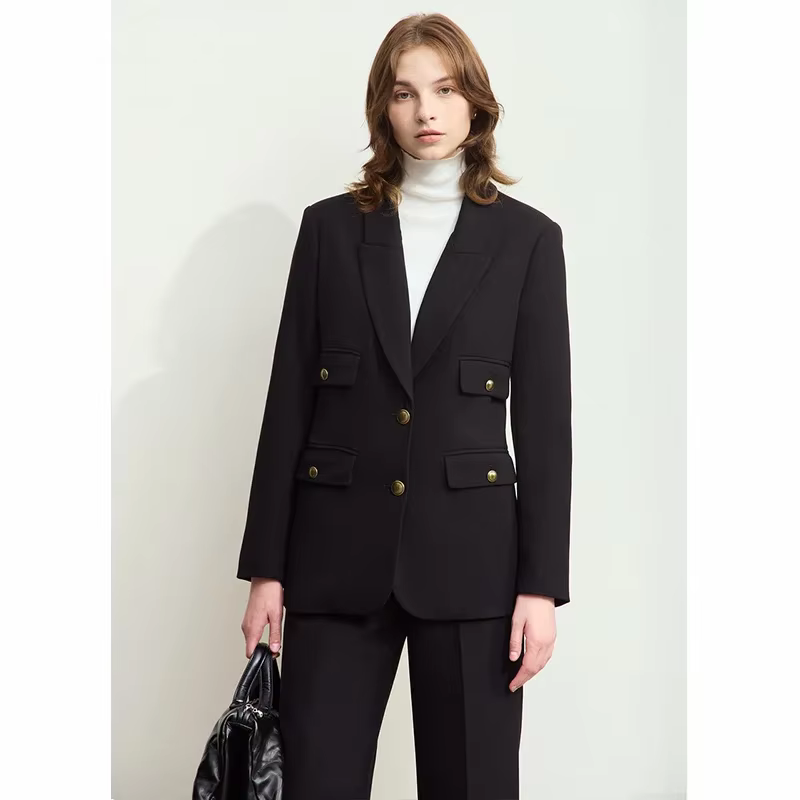 Amii – blazer minimaliste pour femme, vêtement Vintage à boutons, manteau basique, veste à manches l
