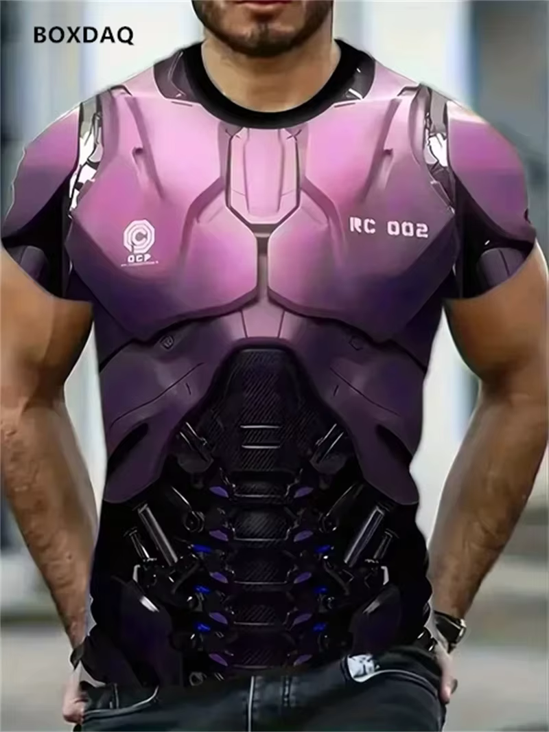 Mecha Armor T-Shirts pour hommes nouvel été surdimensionné à manches courtes impression 3D mode de r