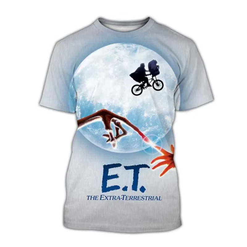 ET Le Extra-Terrestre impression 3D T-Shirts hommes femmes mode Streetwear surdimensionné à manches 