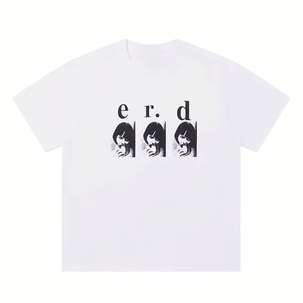 T-shirt unisexe avec logo ERD pour hommes et femmes, imprimé texte ERD, manches courtes, col rond, t