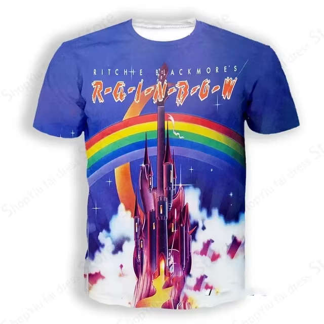 T-shirt imprimé arc-en-ciel 3D Rock Band pour hommes et femmes, haut Hip Hop pour enfants, t-shirts 