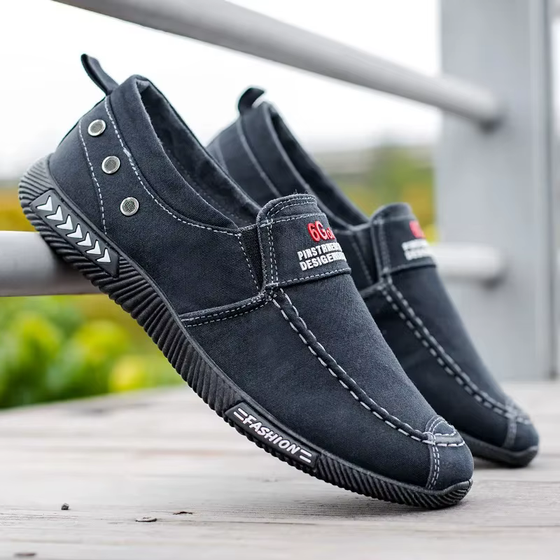 Chaussures en tissu pour hommes de Pékin, à enfiler, confortables, antidérapantes, décontractées, en