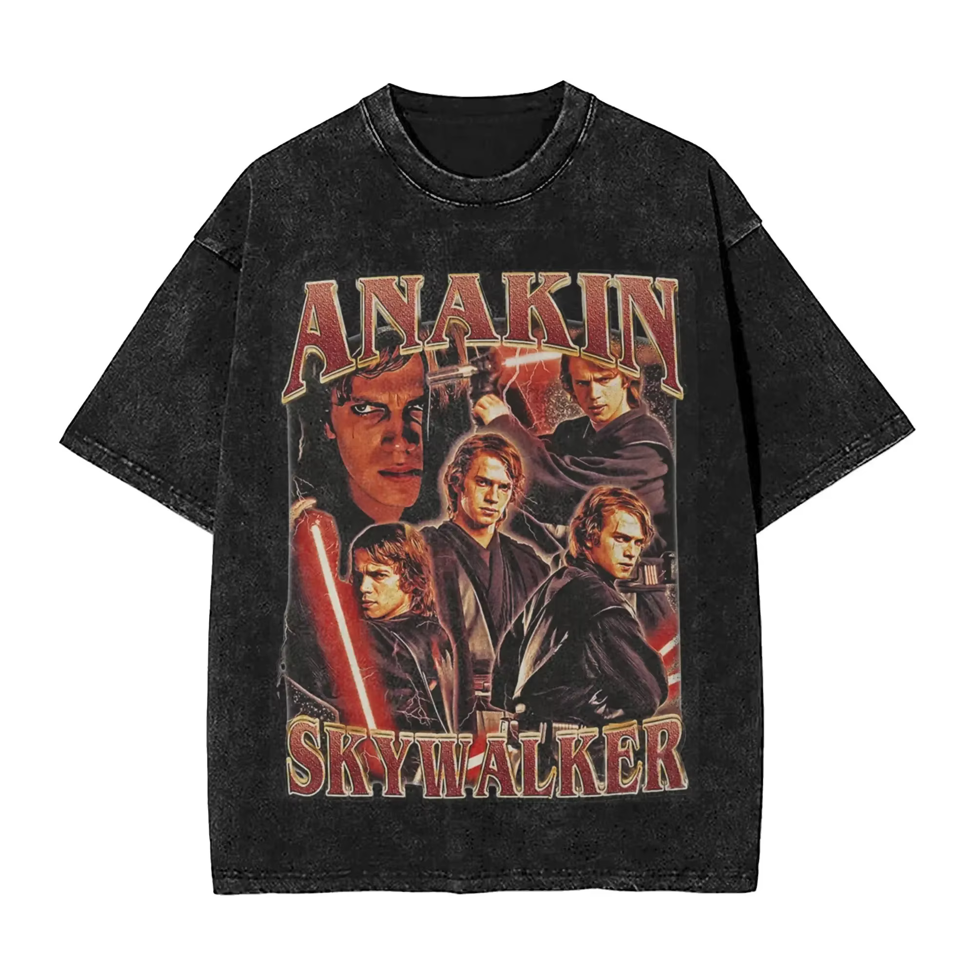 T-shirts délavés Anakin Skywalker Hip Hop Vintage T-Shirt surdimensionné Streetwear 100% coton impri