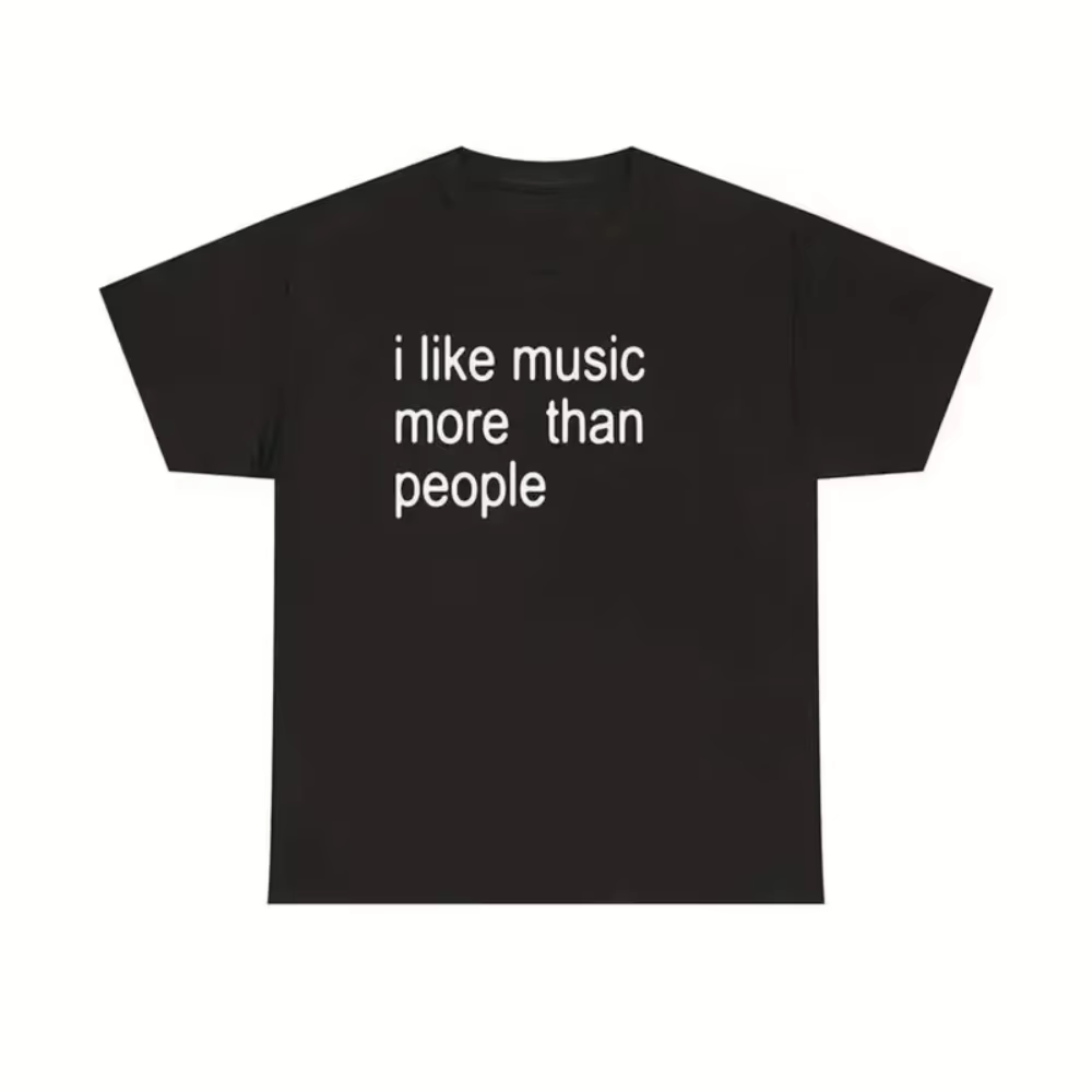 T-shirt humoristique en coton pour hommes, avec image « J'aime la musique plus que les gens », unise
