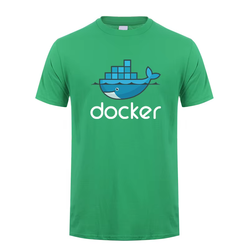 Docker-T-shirt manches courtes pour homme, estival et cool, en coton, avec programmeur informatique,