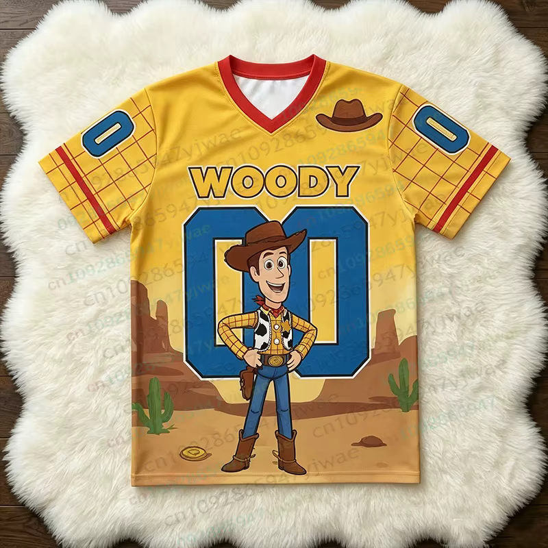 T-shirt unisexe ample à manches courtes, respirant et à séchage rapide, motif dessin animé Buzz Wood