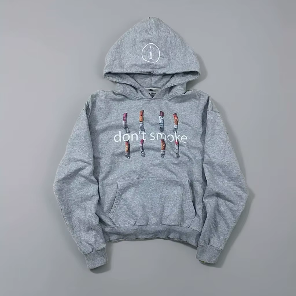 Nouvelle mode Y2K gris sport pas de fumer pull à capuche zippé hommes femmes Vintage classique Hip H