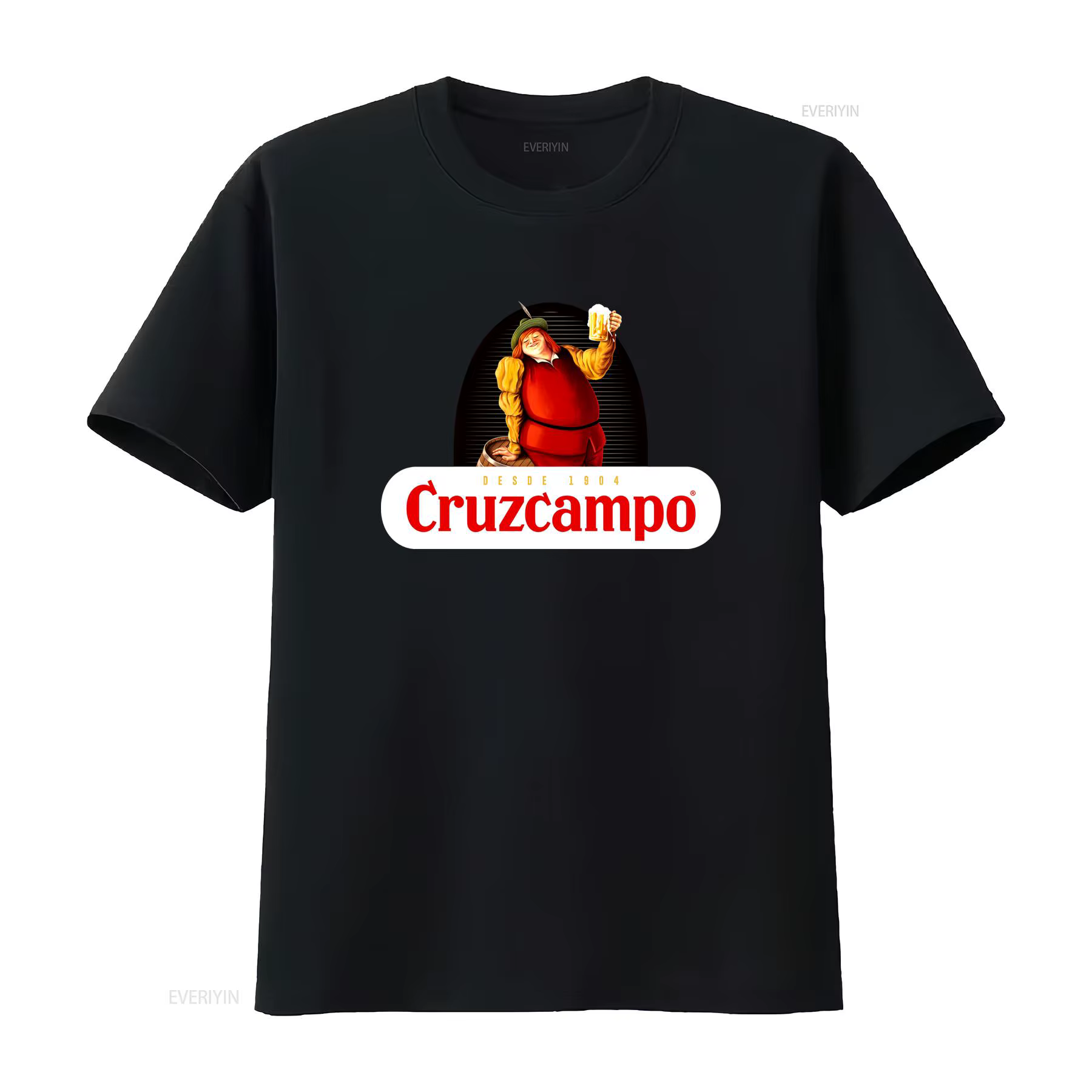 T-shirt Cruzcampo Vintage Beer Lover en coton classique pour Noël, haut délavé vintage pour un usage