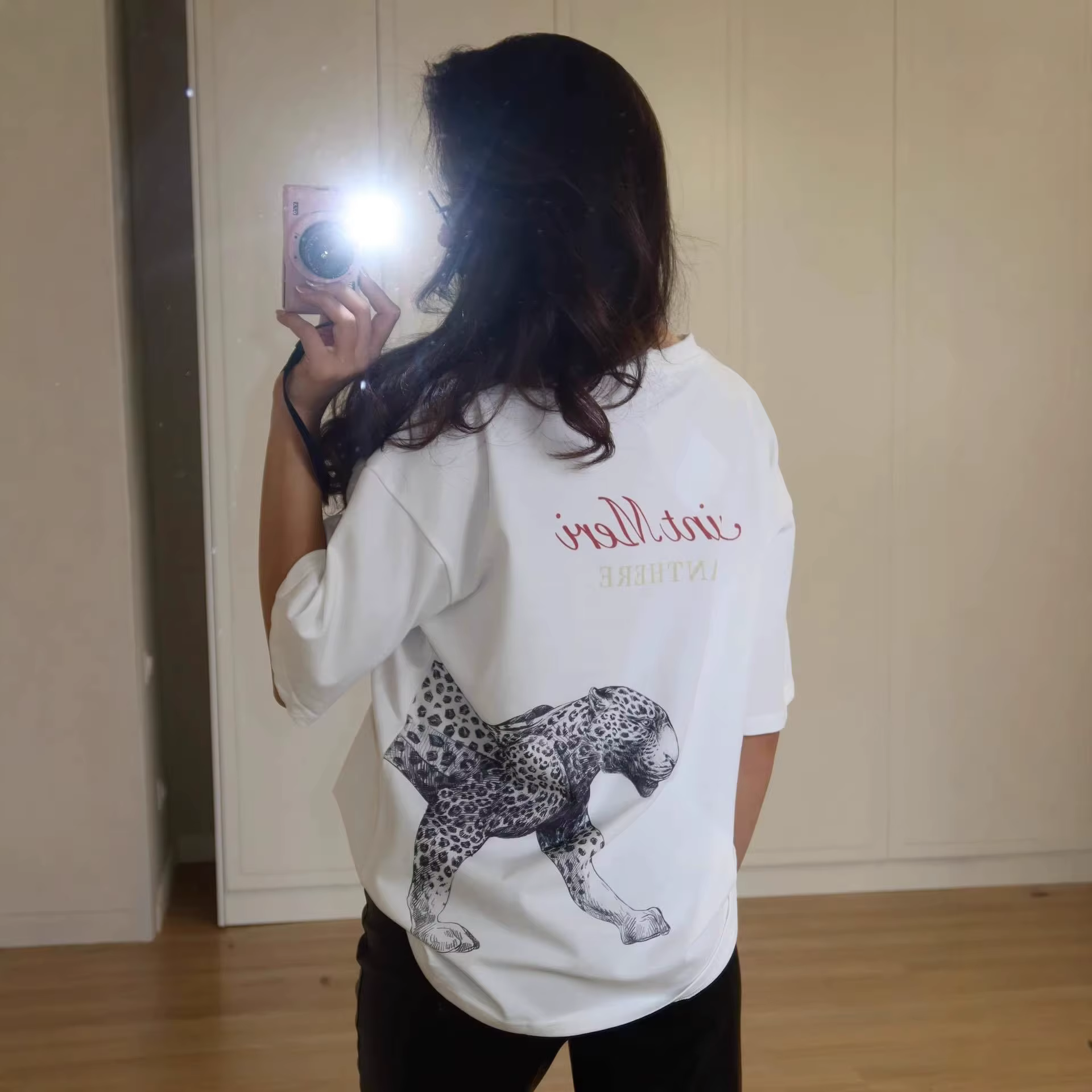 Zekye – T-shirt à manches courtes pour femmes, imprimé léopard, décontracté, ample, avec lettres imp