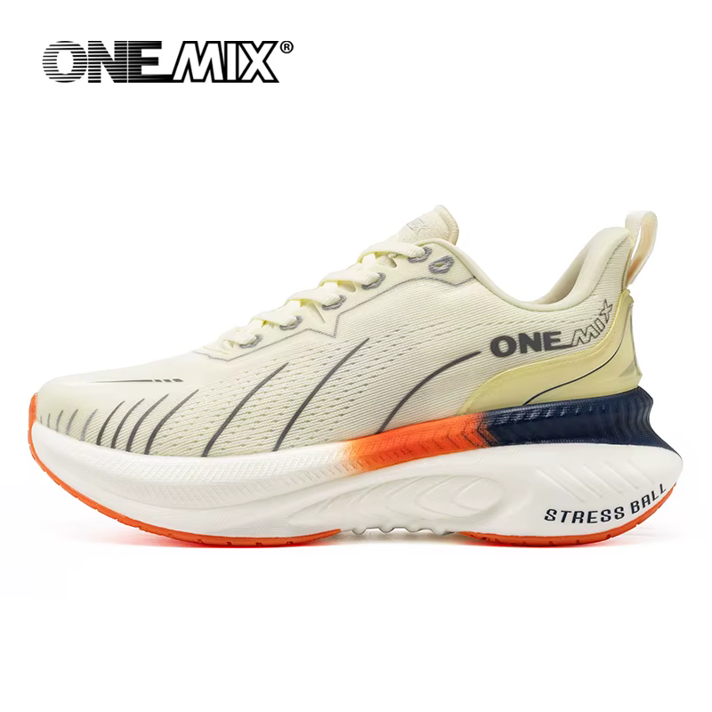 ONEMIX blanc chaussures de course sur route pour hommes coussin d'air chaussures de Sport en plein A