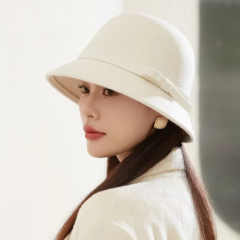 Chapeaux Fedoras à nœud élégants pour femmes, chapeaux rétro d'hiver, chapeaux en laine 216.239., ca