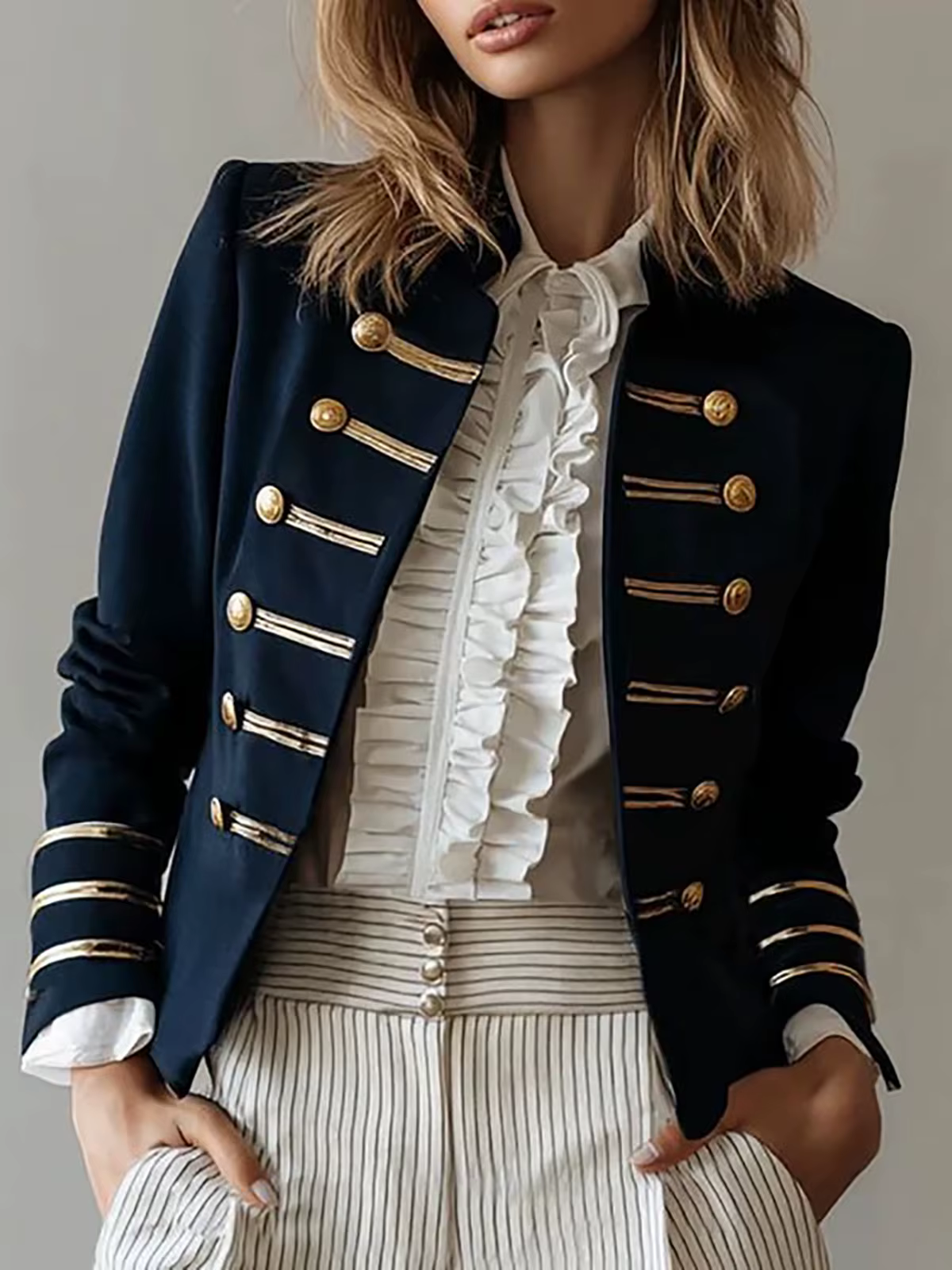 Veste de style royal britannique pour femme, plusieurs boutons, vintage, pour le quotidien, vêtement