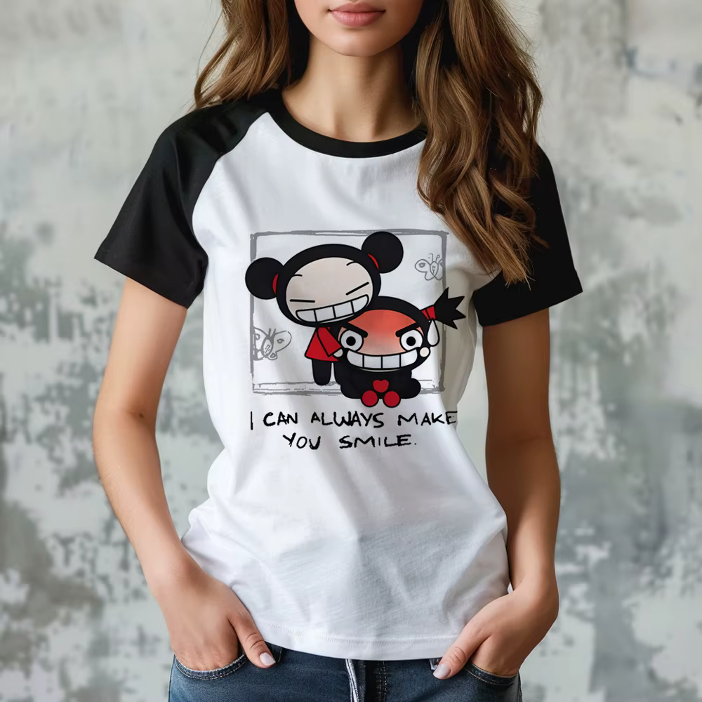 Pucca-T-shirt graphique pour femme, vêtement de styliste japonais