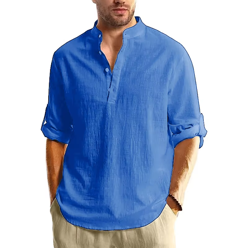Henley – chemise à manches longues pour hommes, T-Shirts légers en coton, Streetwear respirant, coul