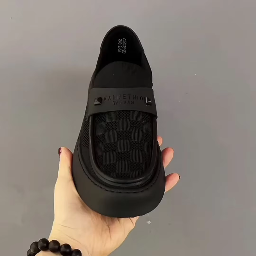 Chaussures pour hommes en tricot à semelle épaisse, style sportif décontracté, printemps-été, style 
