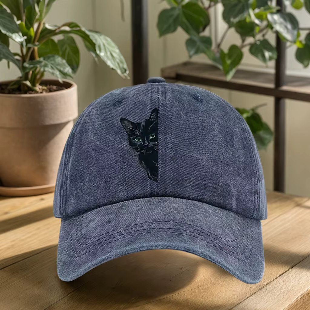 Casquette de baseball rétro amusante avec petit chat noir pour hommes et femmes, protection solaire 