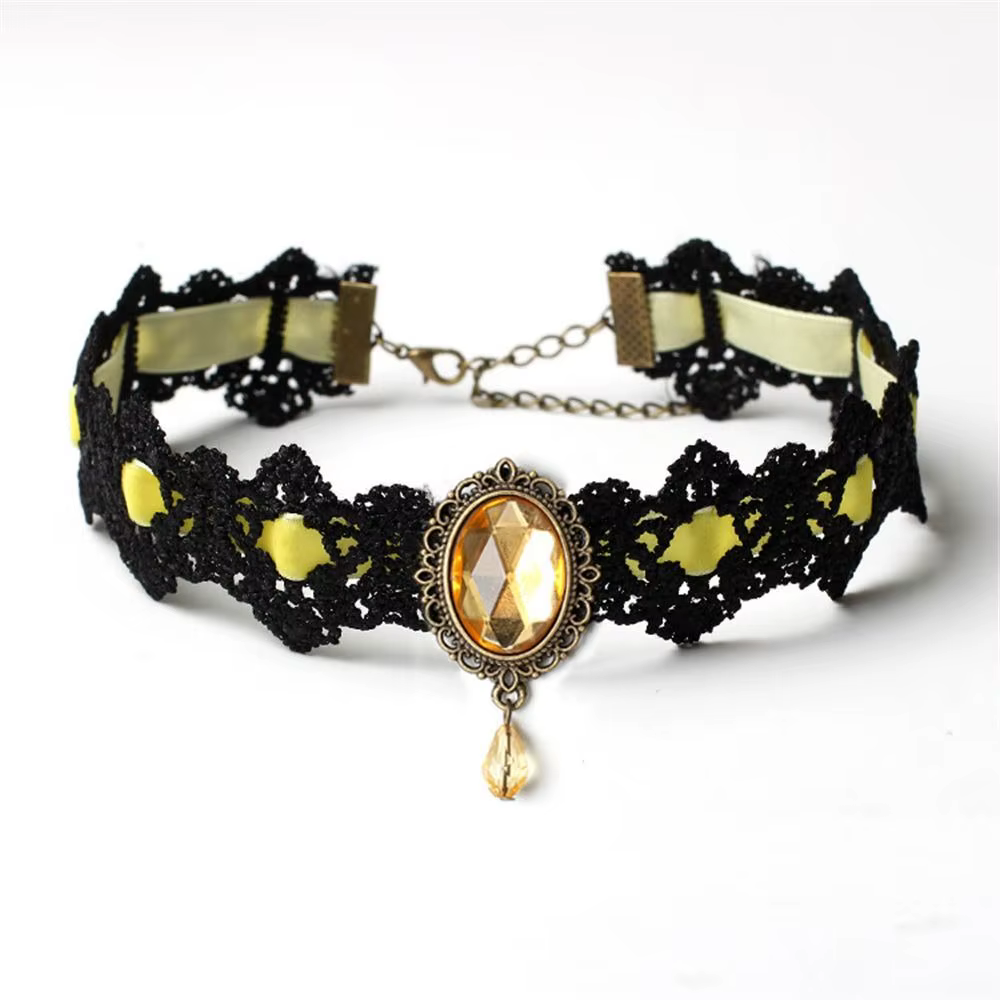 Offre spéciale Vintage velours chaîne tour de cou dentelle pendentif collier boucles d'oreilles de h