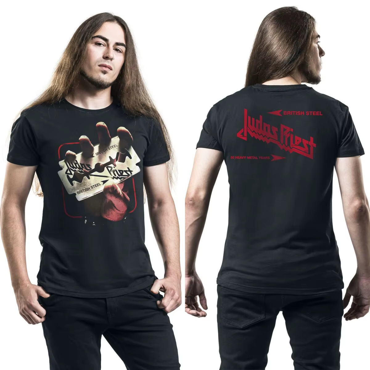 T-shirt en coton avec image graphique Fit Judas Priest, unisexe, manches courtes, marque de mode, te