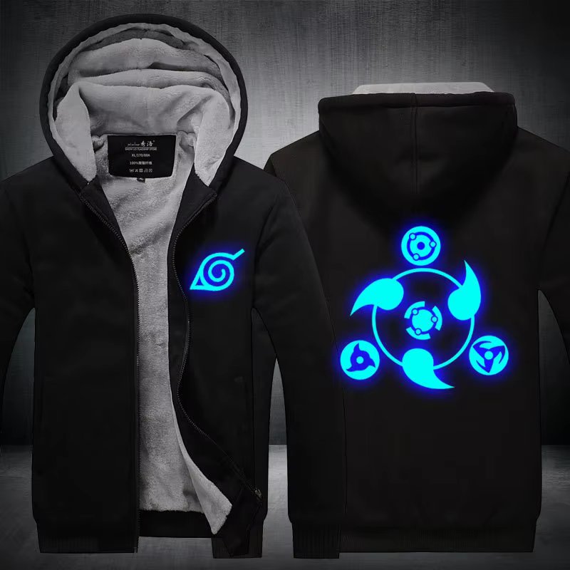 Manteau à capuche Anime Cartoon NarAAHooded pour hommes, manteau en peluche imprimé épais, manteau d
