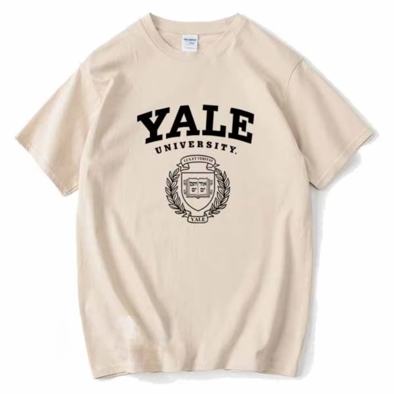 Yale University – T-shirt à manches courtes en coton pour hommes et femmes, ample et décontracté, vê