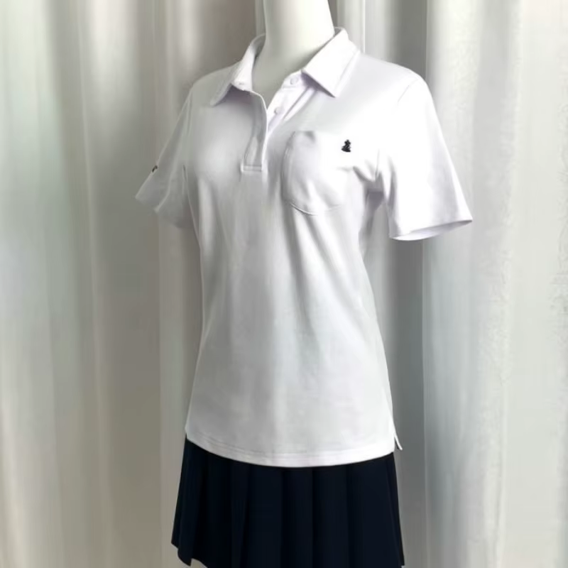 Deeptown basique broderie T-Shirts femmes à manches courtes col Polo Style japonais JK T-Shirts minc