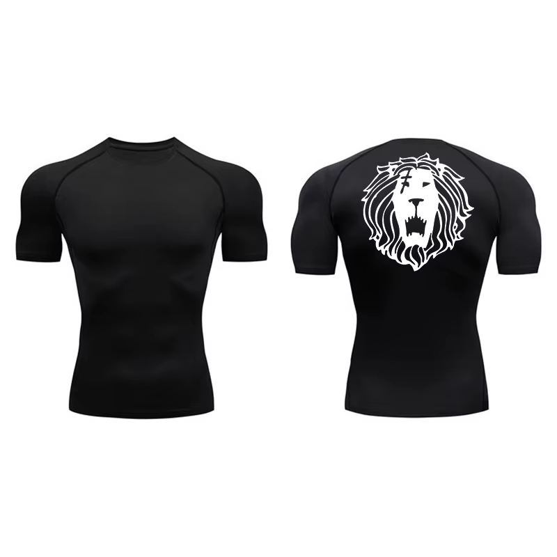 Chemises de Compression imprimées Lion pour hommes, maillot de corps d'entraînement de gymnastique, 