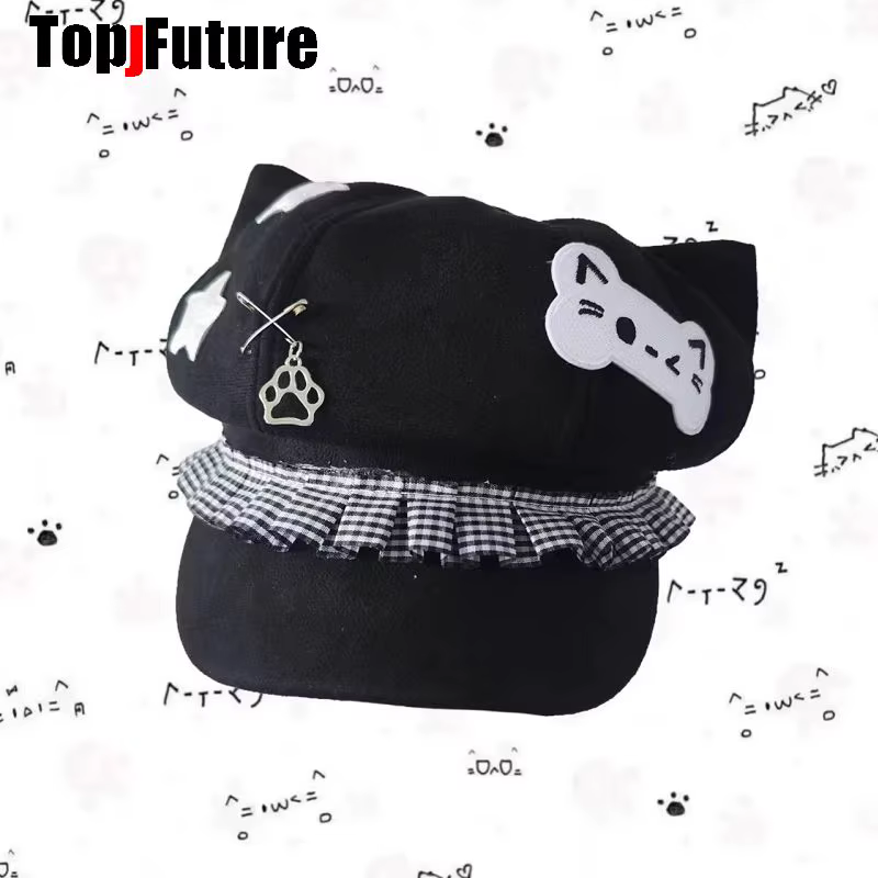 Casquette octogonale style beret de peintre pour femme, style Harajuku, gothique, punk, lolita, subc