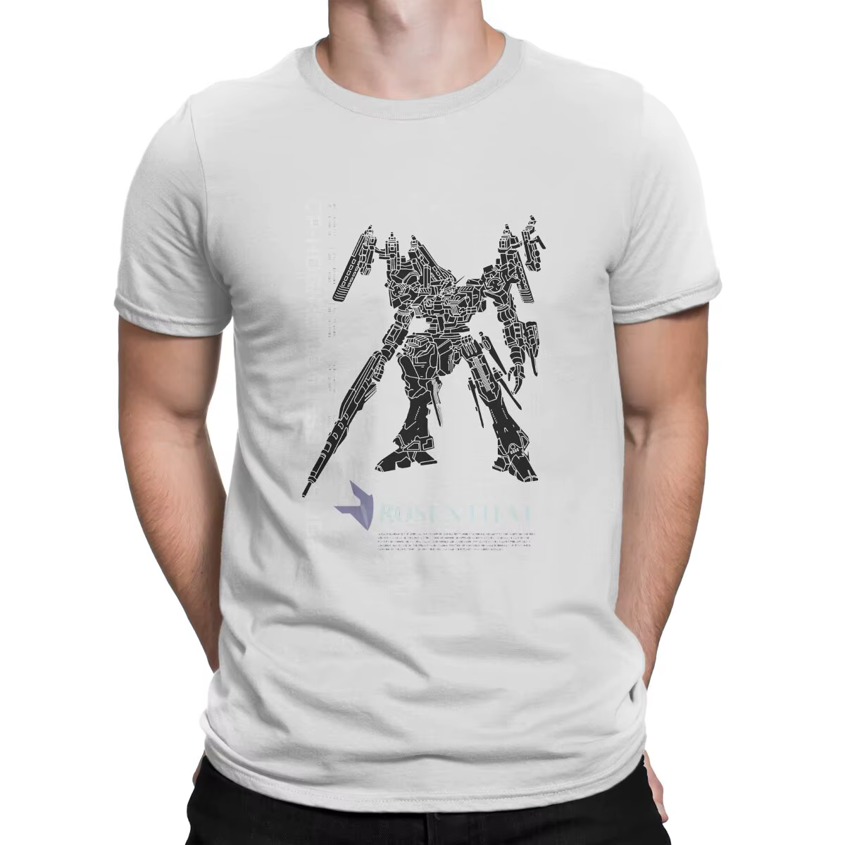 Rosenthal Mech-T-Shirt à Manches Courtes pour Homme, Vêtement en Coton, Col Ras du Cou, Style Blindé