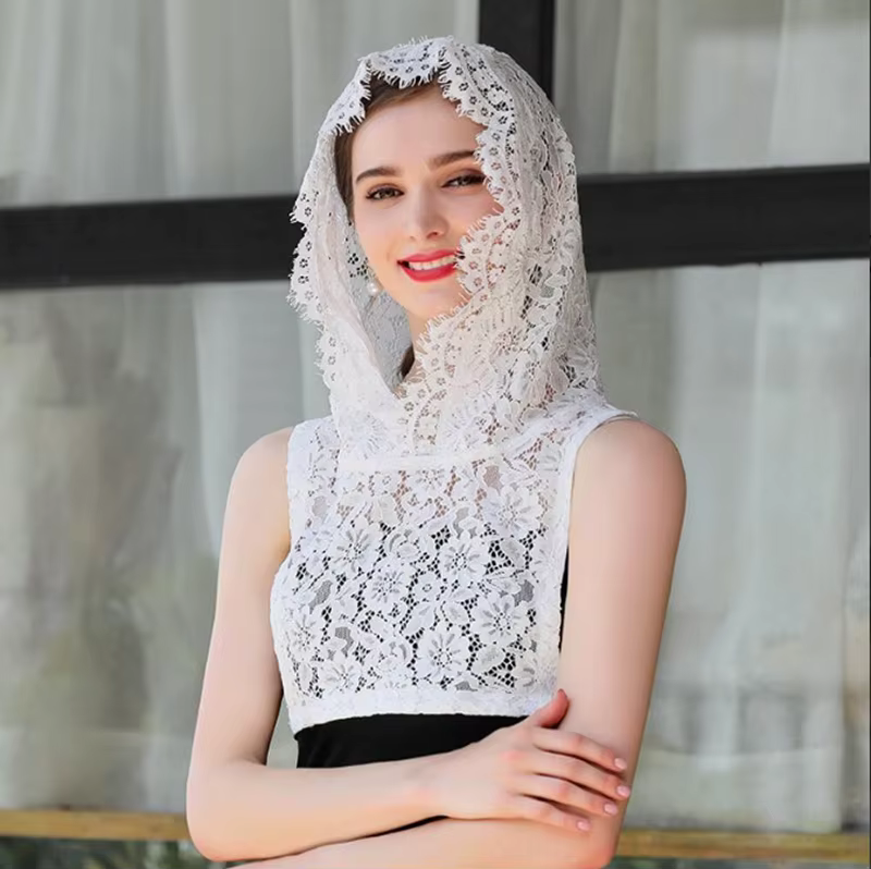 Casquette à capuche en dentelle, faux col, chemisier détachable, demi-col de chemise, protection UV,