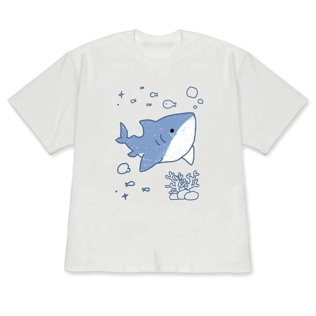 T-shirt à manches courtes avec motif de requin mignon, esthétique océanique minimaliste, haut décont