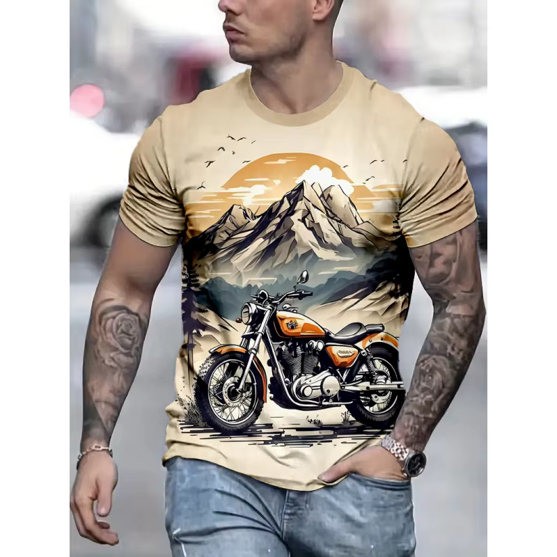 Cool moto graphique t-shirt pour hommes coloré cavalier 3D imprimé T-Shirts mode d'été à manches cou