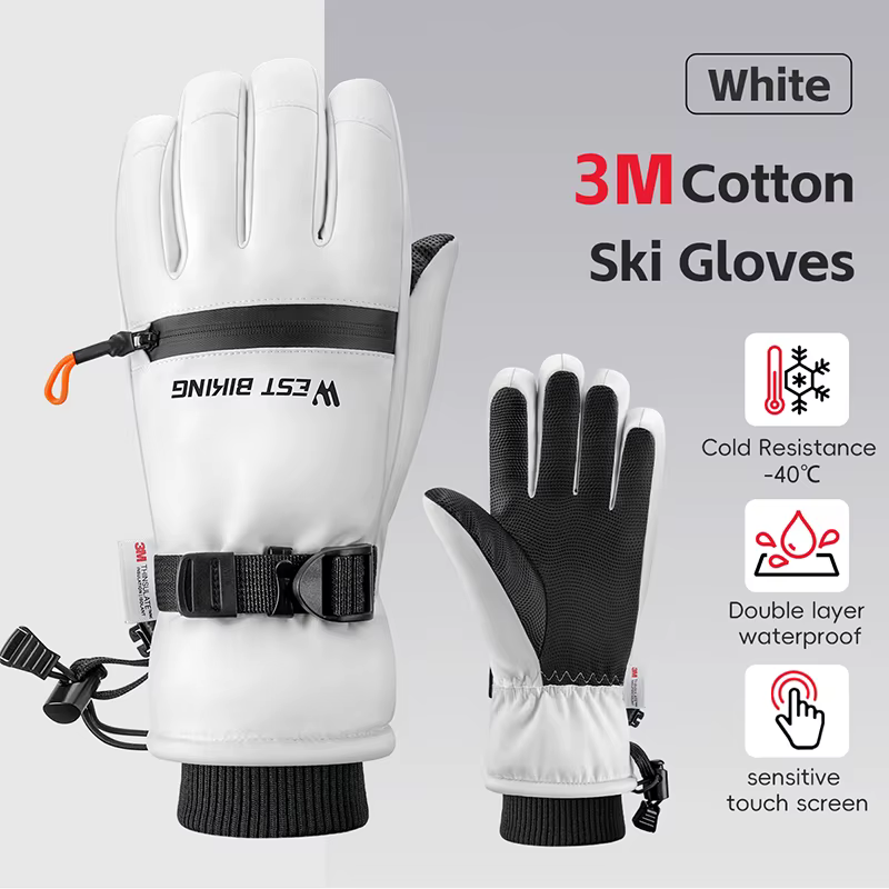 WEST BIKING – gants de Ski en coton 3M, gants de Protection épais et chauds pour l'hiver-40 ° C Équi