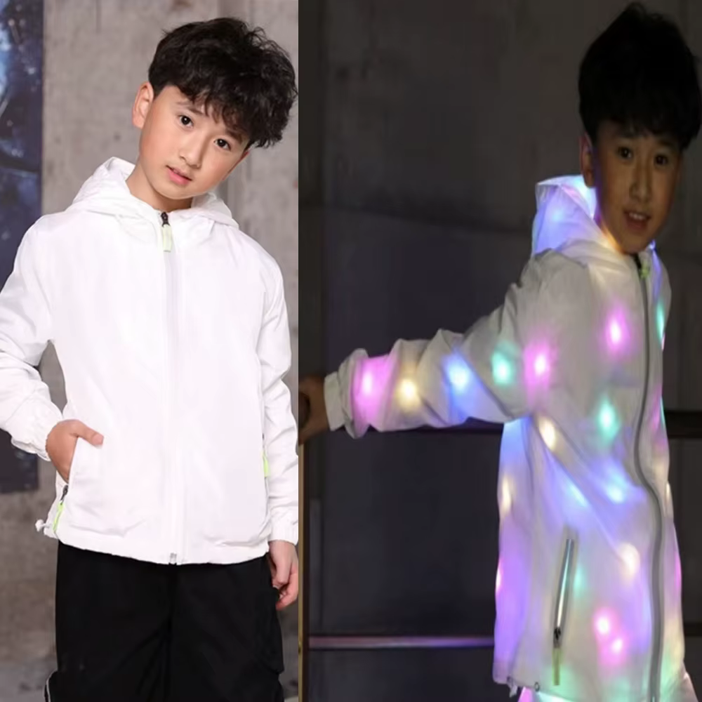 Veste à LED colorée scintillante pour enfants, vêtements de performance sur scène, fête de Noël