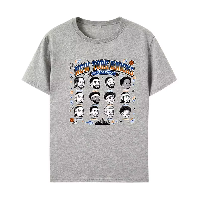 T-shirt New York Knicks Lineup pour hommes et femmes, vêtements d'été en coton, surdimensionné, mode