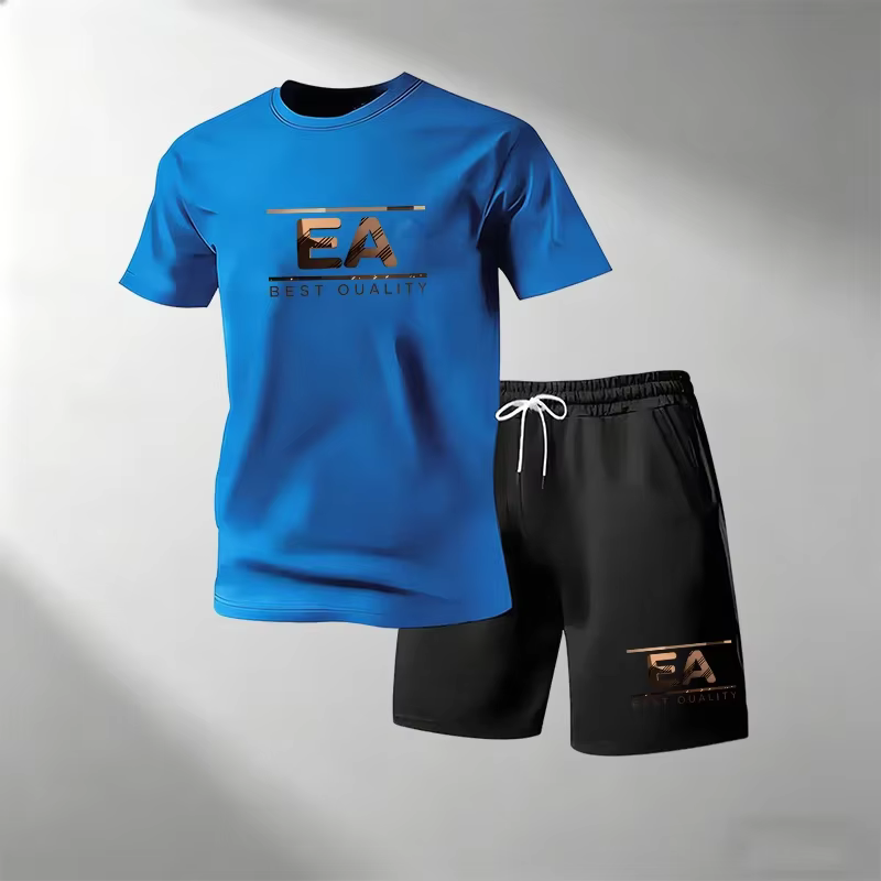 Ensembles de vêtements pour hommes tendance, couleurs assorties, t-shirts à manches courtes, shorts 