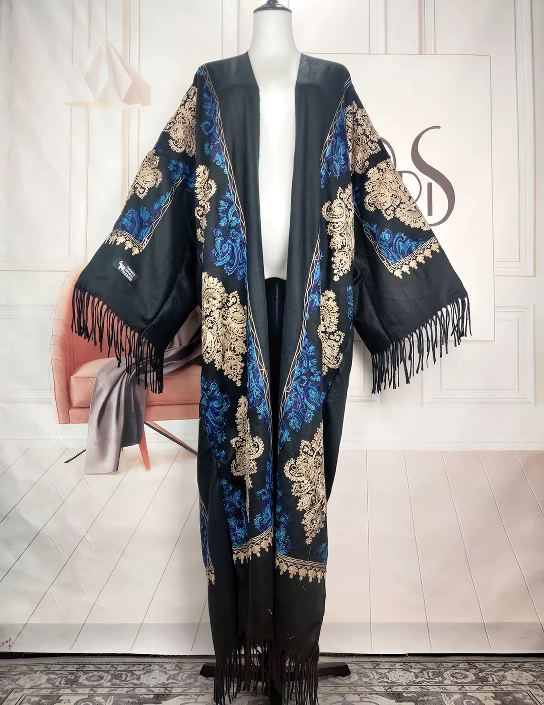 Kimono en Cachemire pour Femme Africaine, Long, Ouvert sur le Devant, Plumes, Style Bohème Européen,