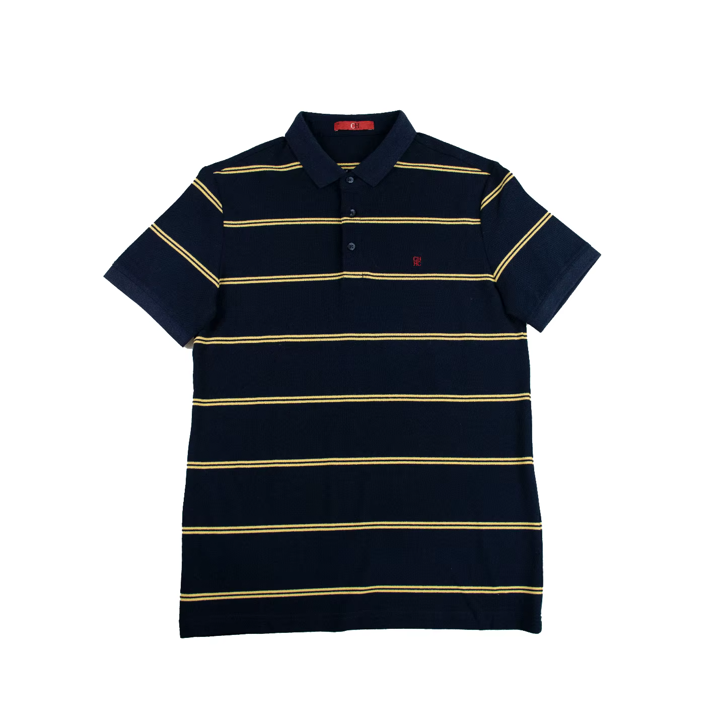 Polo à manches courtes brodé à rayures CH pour homme, coupe classique, tissu piqué, style américain,