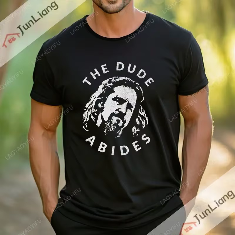 T-shirt graphique Big Lebowski The Dude, humoristique et rétro, humoristique, à manches courtes, col