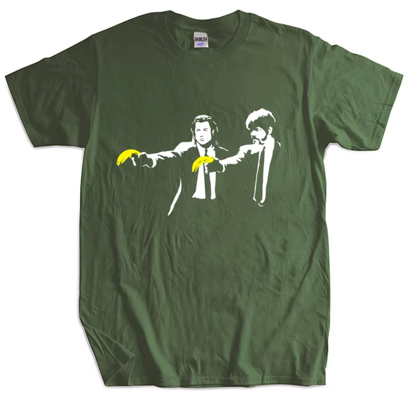 Nouveau T-Shirt hauts noirs pour hommes Banksy Pulp Fiction inspiré T-Shirt coton Banksey Graffiti a