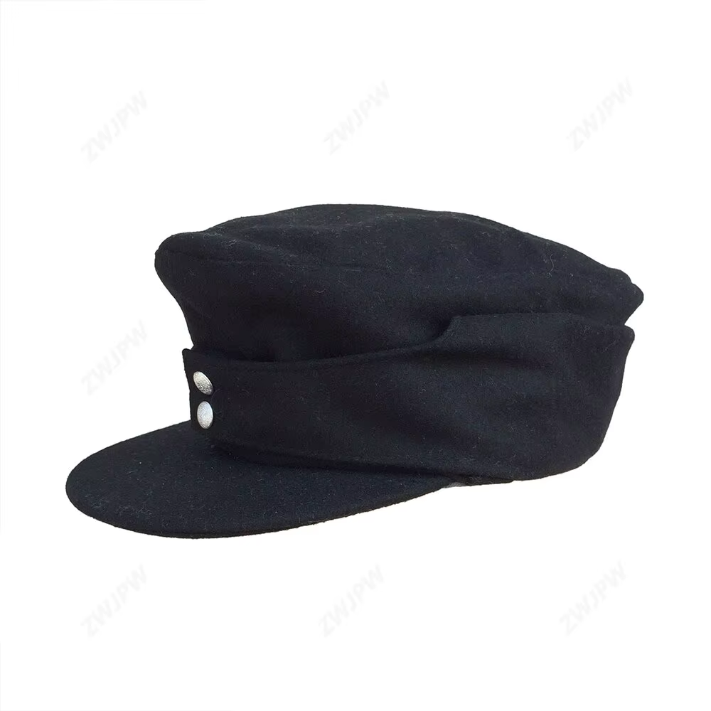 Casquette de soldat de type 1943 en tissu de laine noir de l'armée allemande de la Seconde Guerre mo