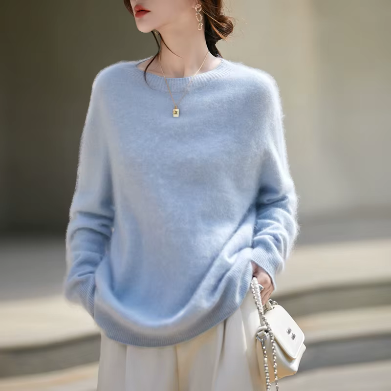 WinvyNee vêtements pour femmes tissu brossé Y2K cachemire col rond à manches longues solide tricoté 