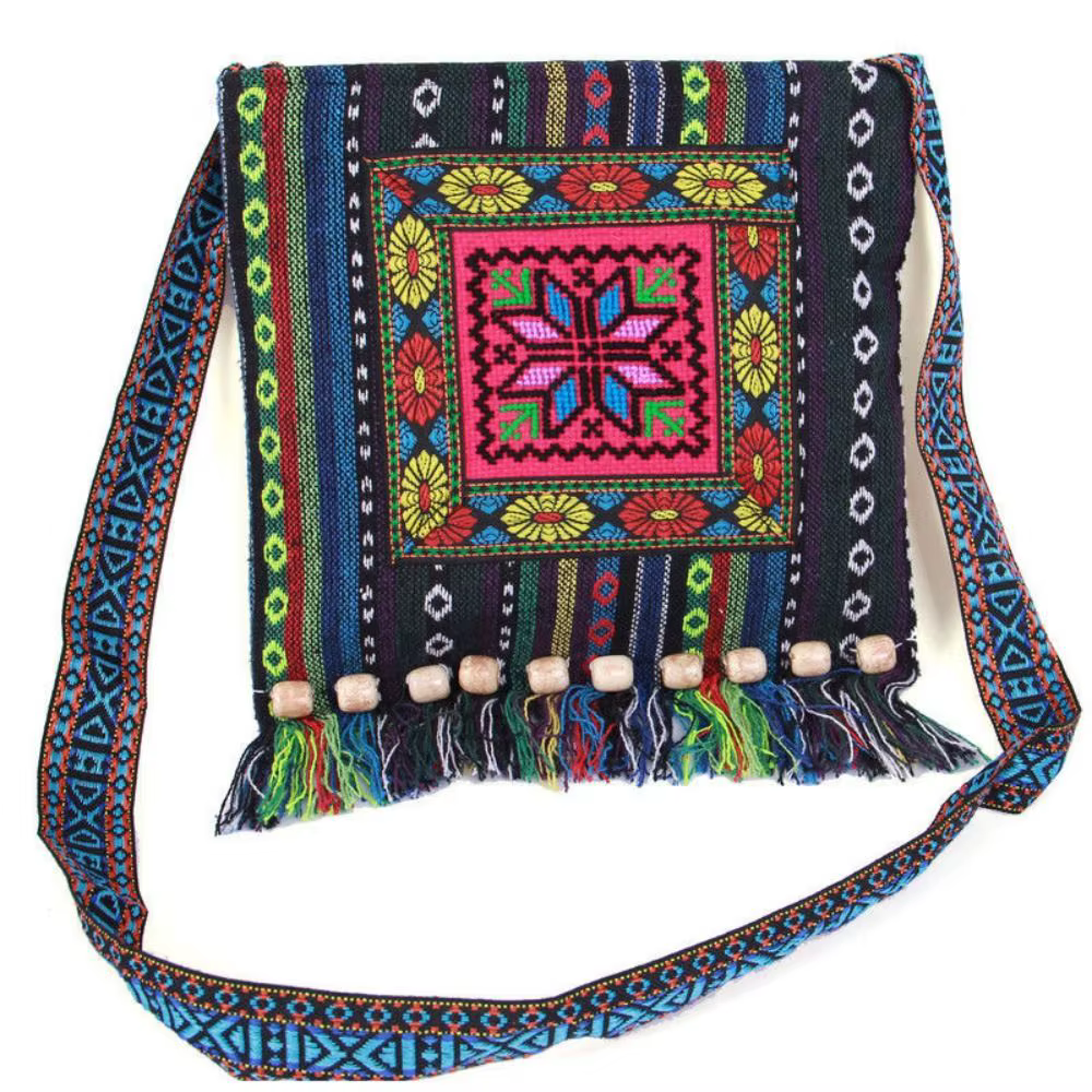 Vintage Hmong Tribal ethnique thaïlandais indien Boho sac à bandoulière sac de Message pour les femm